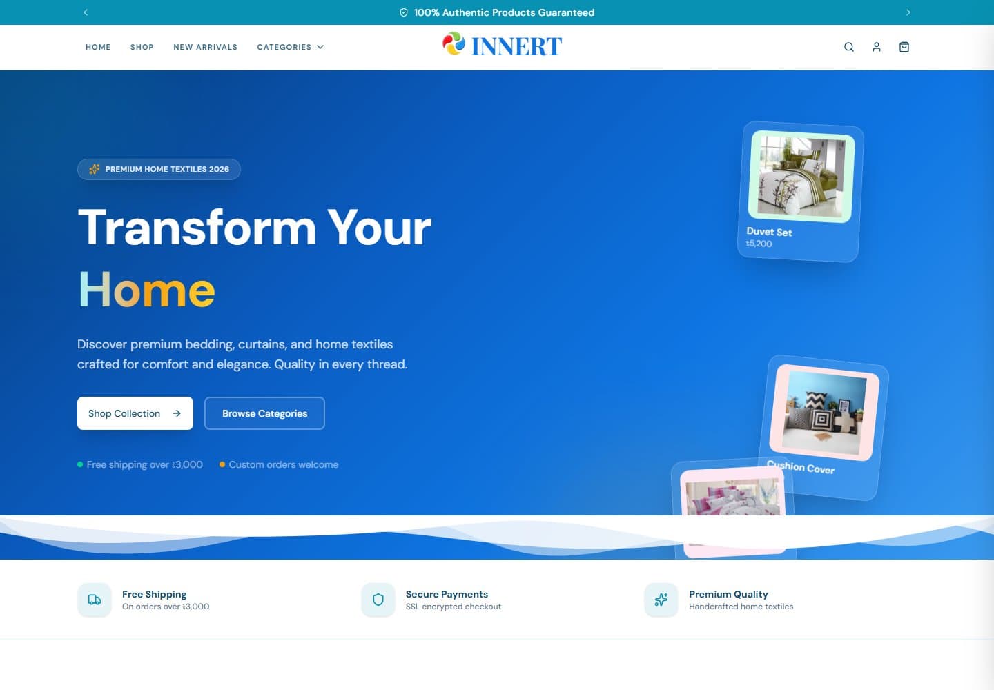 Innert E-Commerce website