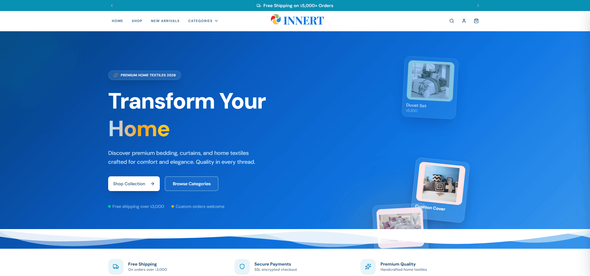 Innert E-Commerce website screenshot