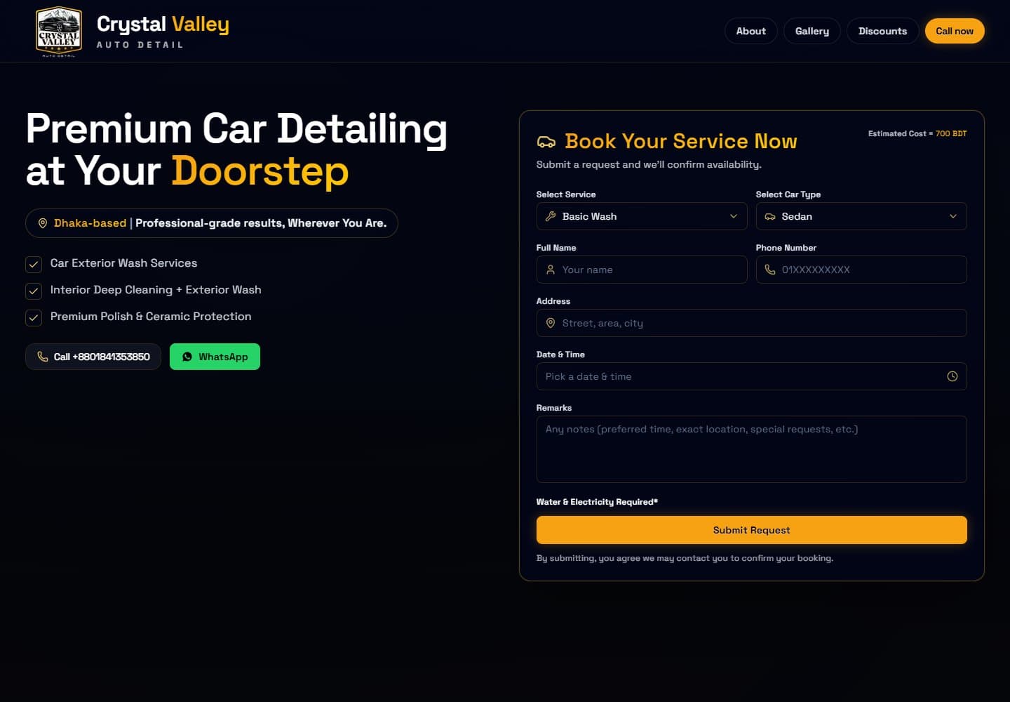 Crystal Valley Auto Detail website